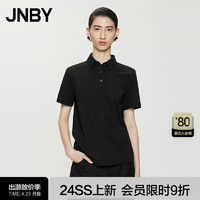 江南布衣（JNBY）24夏polo衫T恤女短袖极简直筒休闲通勤5X4110030 001/本黑 XL