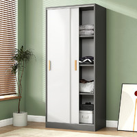 奈高 更衣柜推拉门卧室家用经济型简易木质小衣柜衣橱优雅灰0.8米