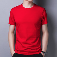 Luxury Lane 2f0007 男士纯色T恤 (红色、M)