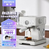 PETRUS 柏翠 咖啡机意式浓缩家用小型半自动蒸汽打奶泡 PE3833 海盐小方pro
