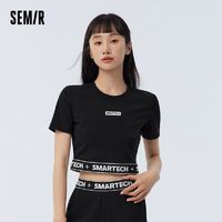 百亿补贴：Semir 森马 [商场同款]森马短袖T恤女短款修身字母春新款抗菌运动打底衫