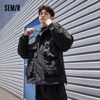 百亿补贴：Semir 森马 外套男春秋季新款oversize时尚撞色拼接男生落肩袖连帽上衣