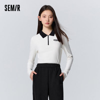 Semir 森马 POLO衫女短款撞色上衣小个子冬季时尚潮流字母针织衫气质百搭