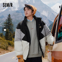 Semir 森马 棉服男冬季新款外套oversize字母拼接保暖美式复古运动风