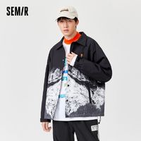 百亿补贴：Semir 森马 外套男春季个性撞色拼接时尚国潮风涂鸦印花干练翻领宽松夹克