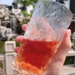 冰川纹玻璃水杯北欧ins 网红简约极冻冰川高颜值酒杯果汁饮料杯子