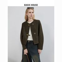 百亿补贴：BASICHOUSE 百家好 Basic House/百家好羊毛人字纹呢外套老钱风正肩上衣