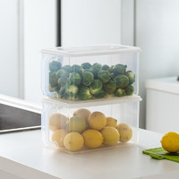 inomata 日本进口冰箱收纳盒厨房保鲜蔬菜水果食品专用整理神器鸡蛋储物盒 保鲜盒-5L（白盖）