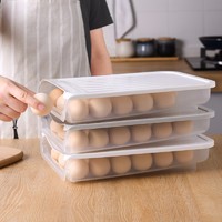 炫依酷 鸡蛋收纳盒可叠加带盖厨房冰箱食物食品储物盒保鲜盒防震鸡蛋格蛋托塑料鸡蛋盒子 白色 1层带1个盖