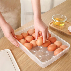 炫依酷 鸡蛋收纳盒可叠加带盖防震厨房冰箱保鲜盒家用塑料鸡蛋架托鸡蛋格盒子 透明色 1层带1盖