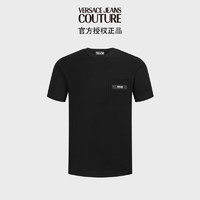VERSACE 范思哲 Jeans Couture男装24春夏男士LOGO标签短袖T恤 黑色 XL XL(190/100B) BLACK-899黑色