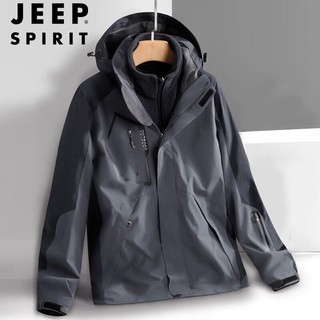 JEEP SPIRIT 吉普冲锋衣男夹克春秋季外套三合一户外运动登山服男装