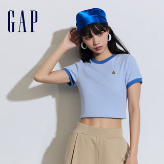 Gap 盖璞 夏季女士紧身撞色短袖T恤 429376 蓝色 XL