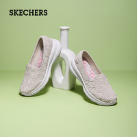 SKECHERS 斯凯奇 女鞋网面轻便一脚蹬懒人鞋耐磨舒适运动休闲鞋 灰褐色 35