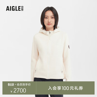 AIGLE 艾高 冬季保暖四面弹全拉链抓绒衣女 粉白色 AN192 38(165/88A)