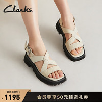 Clarks 其乐 学院系列女鞋24夏季交叉绑带厚底摩登时尚牛皮凉鞋 白色 261765184 35.5