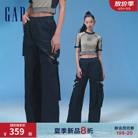 Gap 盖璞 女装2024夏季轻薄透气尼龙休闲裤多口袋工装风长裤480006 黑色 155/76A(XS) 亚洲尺码