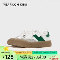 YEARCON 意尔康 童鞋女童运动鞋复古休闲蓬蓬鞋男童时尚板鞋子白/绿30
