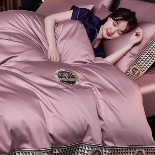 慕宝丽床上四件套全棉纯棉轻奢高级感床单被套床上用品 黛娜-豆沙 1.5米床单四件套(被套200*230 )