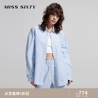 MISS SIXTY 预Miss Sixty2024夏季新款衬衫女运动休闲风减龄百搭蓝白条纹长袖