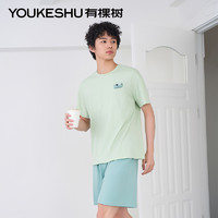 YOUKESHU 有棵树 植物停螨衣男士睡衣套装家居服棉春秋短袖出门款夏天薄款