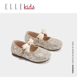 Ellekids 女童水晶鞋银色搭配礼服公主鞋软底单鞋秋季新款儿童鞋子