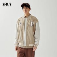 百亿补贴：Semir 森马 外套男宽松落肩撞色拼接时尚刺绣图案休闲上衣夹克棒球服