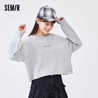 百亿补贴：Semir 森马 卫衣女短款花朵衣服春季新款俏皮高街宽松甜酷打底衫潮感