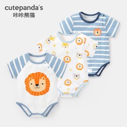 cutepanda's 咔咔熊猫 婴儿连体衣服短袖三角包屁衣夏女宝宝12男3个月6洋气哈衣