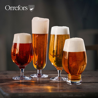 Orrefors【送吸管】水晶玻璃杯Beer啤酒杯扎啤杯家用创意酒杯4只套装水杯 啤酒杯(IPA)-4只装-47cl
