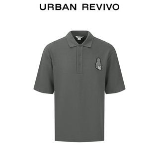 URBAN REVIVO 男士休闲趣味刺绣图案短袖T恤 UMV440069 中灰 M