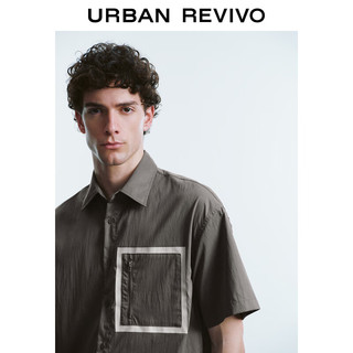 URBAN REVIVO 夏季男装时尚撞色拉链口袋短袖开襟衬衫 UMF240046 暖灰 S