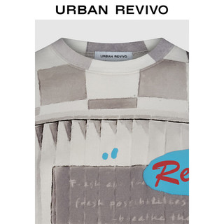 UR2024夏季女装潮流抽象艺术印花圆领短袖T恤UWU440067 白色印花 XS