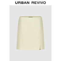URBAN REVIVO 女士法式休闲通勤纯色短款半裙 UWG540056 米白 XXS