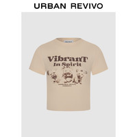 URBAN REVIVO 女士美式复古趣味萌宠印花短袖T恤衫 UWU440086 浅黄色 S