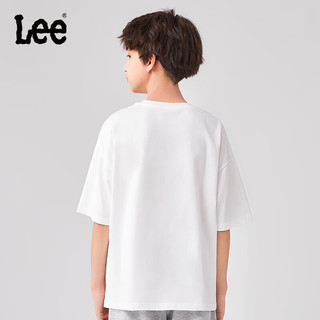 Lee儿童圆领短袖T恤2024夏季男女童纯棉舒适宽松套头上衣童装 香草白 120cm