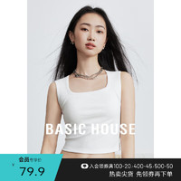 Basic House/百家好无袖修身背心打底女春夏显瘦短款时尚 象牙白 L（110-125斤）