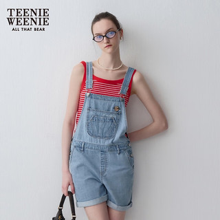 Teenie Weenie小熊2024年夏季连体背带短裤美式复古时髦牛仔裤 浅蓝色 155/XS