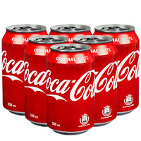 可口可乐（Coca-Cola）香港版饮品可口可乐原味可乐碳酸饮料易拉罐整 红色可口330ml*6罐