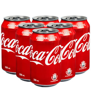可口可乐（Coca-Cola）香港版饮品可口可乐原味可乐碳酸饮料易拉罐整 红色可口330ml*6罐