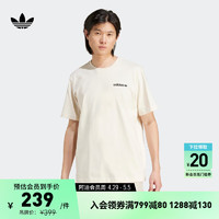 adidas 阿迪达斯 印花宽松全棉运动上衣圆领短袖T恤男装夏季阿迪达斯三叶草 奇妙白 S