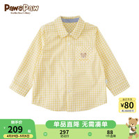 Paw in Paw PawinPaw卡通小熊童装2024年春季男宝纯棉格纹学院风长袖衬衫 Yellow黄色/30 90