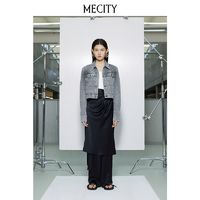 百亿补贴：MECITY 女士新款时尚款纯棉深灰提花休闲短款牛仔外套女537764