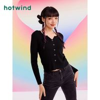 百亿补贴：hotwind 热风 春季新款女士简约基础小V领针织衫百搭气质长袖上衣女