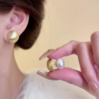 MOEFI 茉妃 法式珍珠耳钉轻奢感简约时尚百搭小众设计感气质耳环耳饰女 法式珍珠耳钉-金色