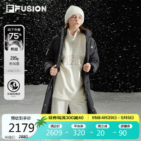 FILA 斐乐 FUSION斐乐潮牌长款羽绒服女2023冬时尚宽松连帽外套