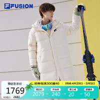 FILA 斐乐 FUSION斐乐潮牌情侣款长款羽绒服2023冬季保暖连帽上衣