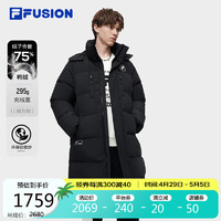 FILA 斐乐 FUSION斐乐潮牌长款羽绒服男2023冬季时尚休闲连帽外套