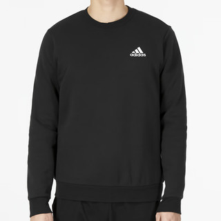 阿迪达斯 （adidas）卫衣男加绒23冬季户外运动服休闲打底保暖圆领套头针织上衣 GV5295/黑/白 XL