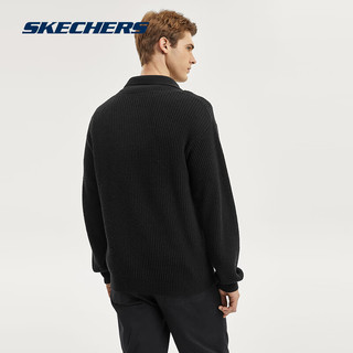 斯凯奇（Skechers）冬季男子半拉链毛织套头卫衣舒适保暖休闲 L423M061 碳黑/0018 L